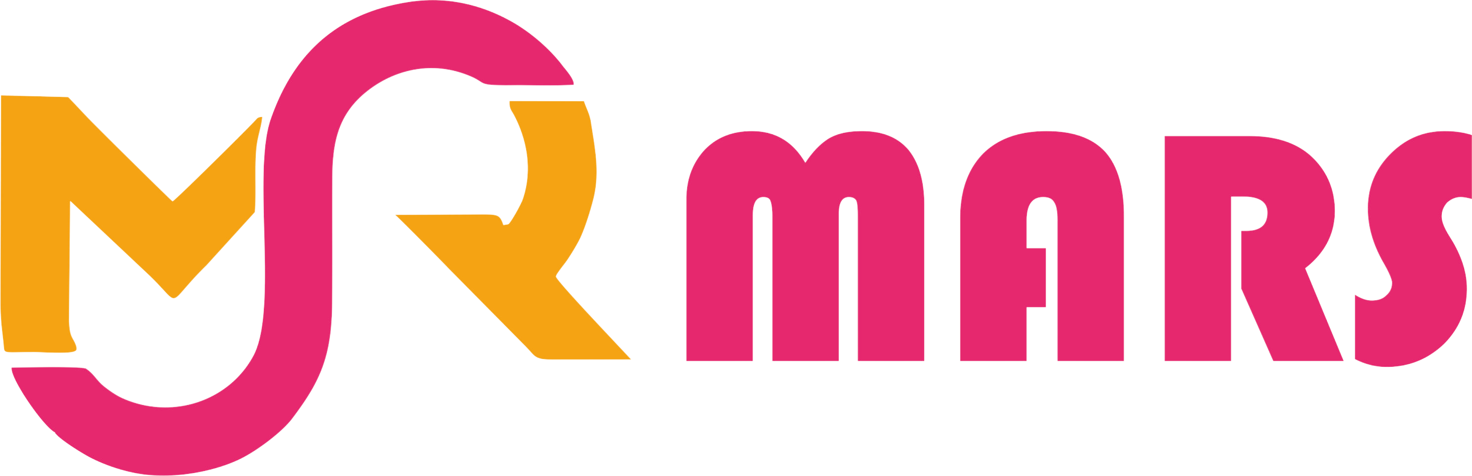 Logo Penerbitan Ilmiah Mustika Mars, menampilkan huruf M dan R bergaya modern berwarna oranye dan merah muda, diikuti tulisan 'MARS' tebal berwarna merah muda